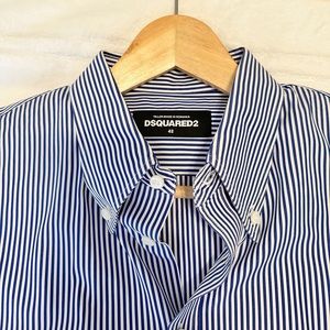 Blue and white stripes long sleeve shirt